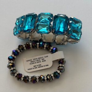 Turquoise Blue Crystal Stretch Bracelet Set